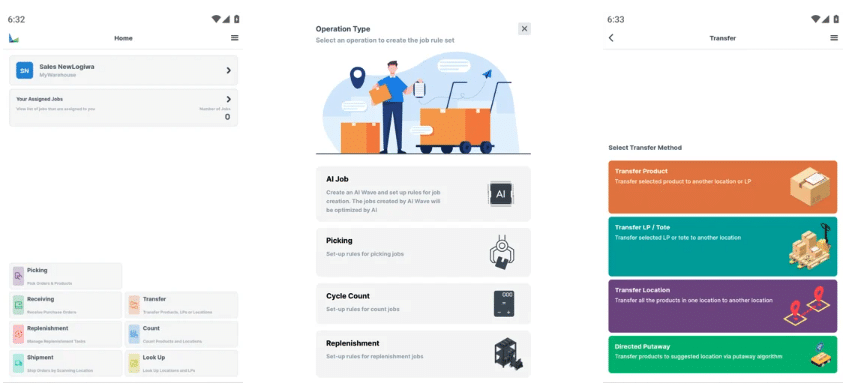 Logiwa IO mobile screenshots